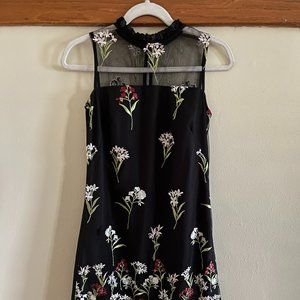 Floral Embroidered Black Sheath Dress - Karl Lagerfeld
